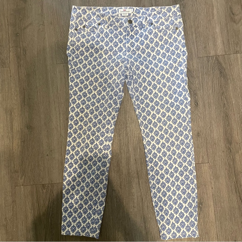 Vineyard Vines Gustavia Print Blue & White Skinny Ankle Size 4